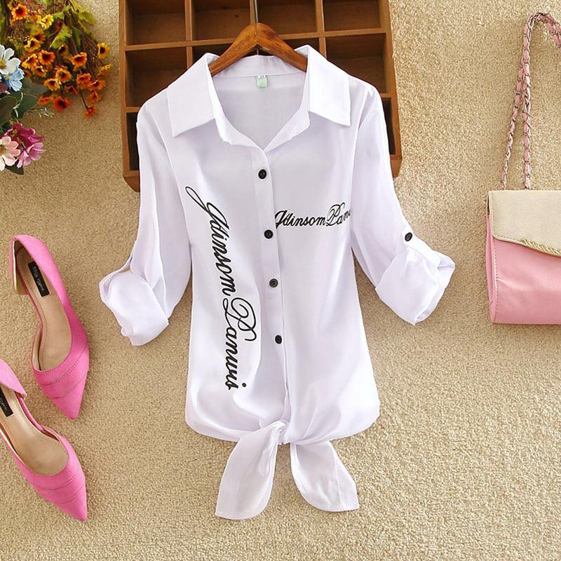 Korean Casual Printed Tie-Up Shirt - Trendha