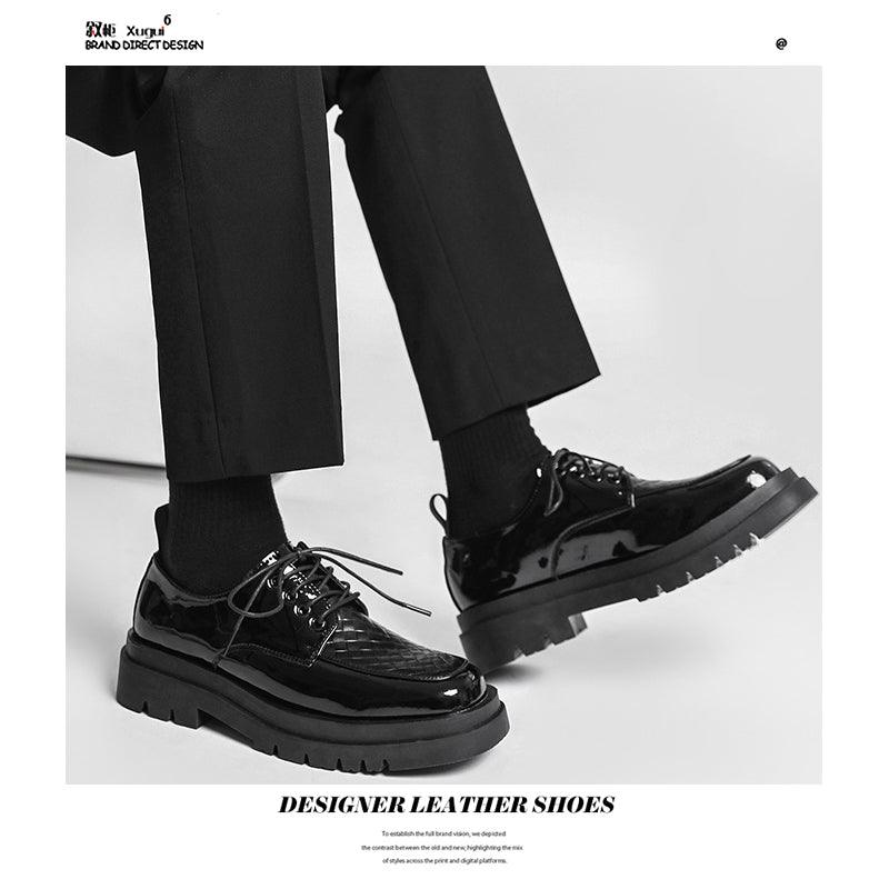 Japanese Leather Shoes Men'S Summer Retro Trend Wild Black Single Shoes Lace-Up Increased Casual Men'S Shoes British Loafers - Trendha