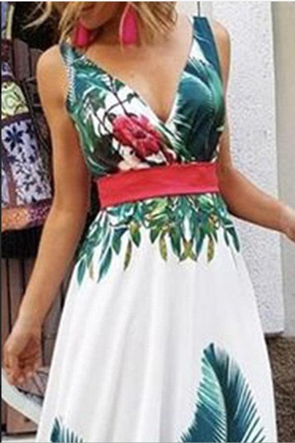 Sleeveless Printed Long Dress in European and American Style - Trendha