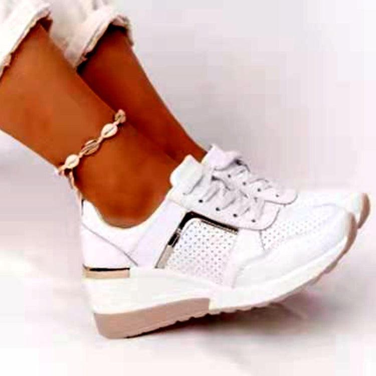 Sneakers Platform Wedge Heel Casual Shoes Lace-up Mesh Sneakers - Trendha