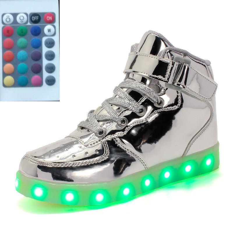 High-top LED Luminous Shoes Remote Control Light Shoes Square Ghost Dance Light Shoes Luminous Running Shoes Men And Women Shoes - Trendha