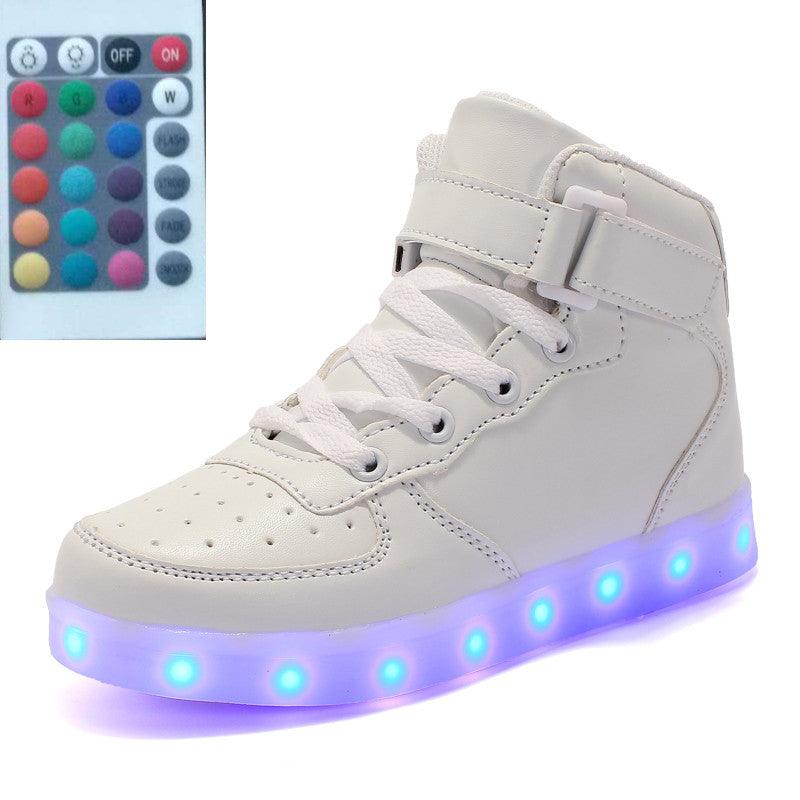 High-top LED Luminous Shoes Remote Control Light Shoes Square Ghost Dance Light Shoes Luminous Running Shoes Men And Women Shoes - Trendha