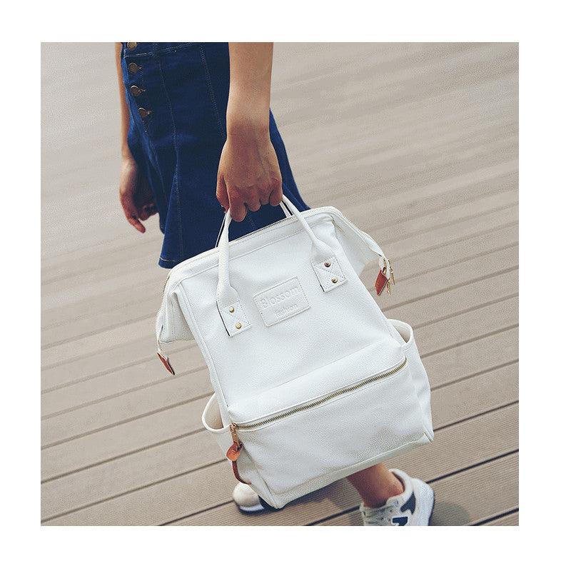 Pu Leather Female Korean Retro Trendy Backpack - Trendha