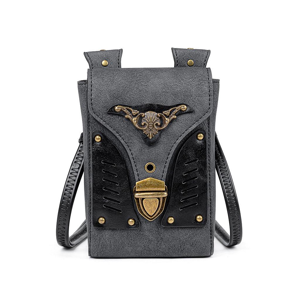 Female Punk Motorcycle One-shoulder Diagonal Bag MINI Mini Contrast Color - Trendha
