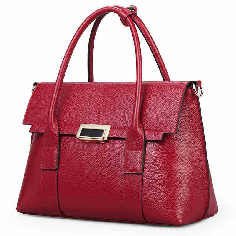 2021 European And American New Leather Handbags, Big Bags, Ladies All-match Handbags, First Layer Cowhide Single Shoulder Messenger Bag - Trendha