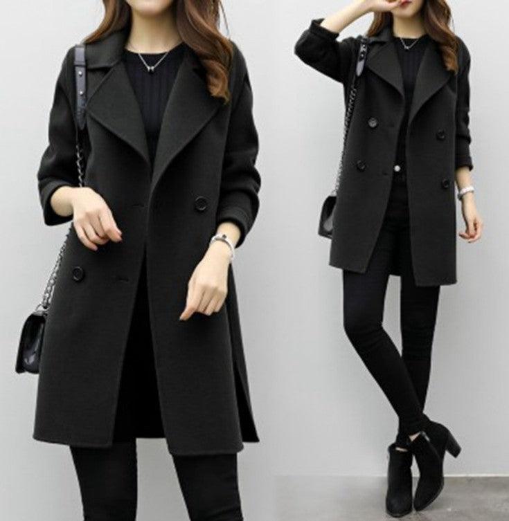 Double-breasted woolen coat - Trendha