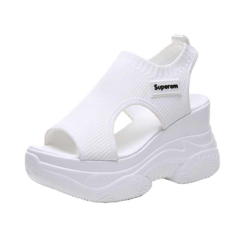 Japan And South Korea Station Trifle Sandals Women's Wild Thick-soled Slope Heel Sports Increase - Trendha