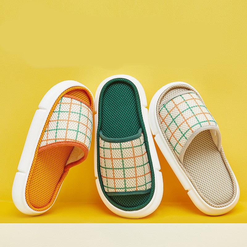 Plaid Open-Toe House Slides