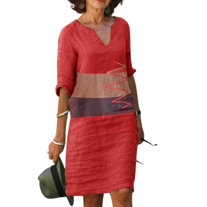 Printed Casual Loose Waist Mid-skirt Dress - Trendha