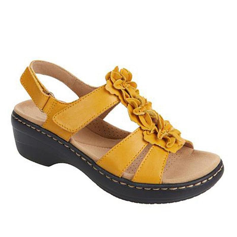Hollow Wedge With Fish Mouth Flowers Casual Sandals - Trendha