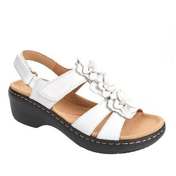 Hollow Wedge With Fish Mouth Flowers Casual Sandals - Trendha