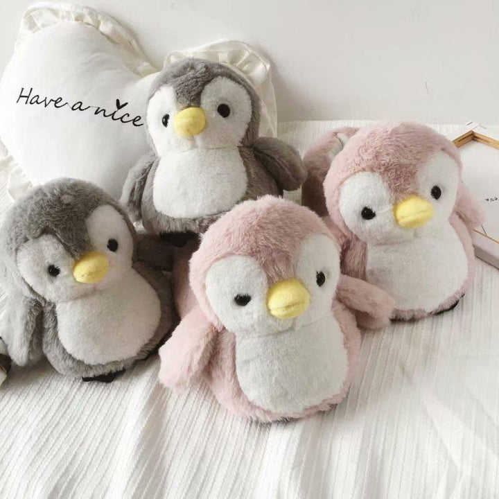 Penguin Plush Home Slippers Parent-child Warm Cotton Boots Cartoon Indoor Thickened Plush Shoes - Trendha