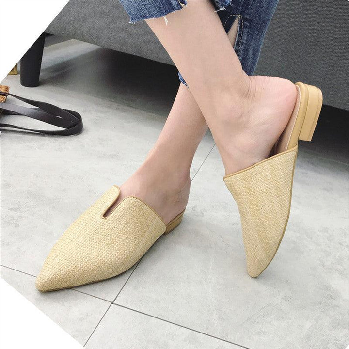 Summer New Style Baotou Fashion Casual Foreign Trade Shoes Large Size Flat Female Half Slippers - Trendha