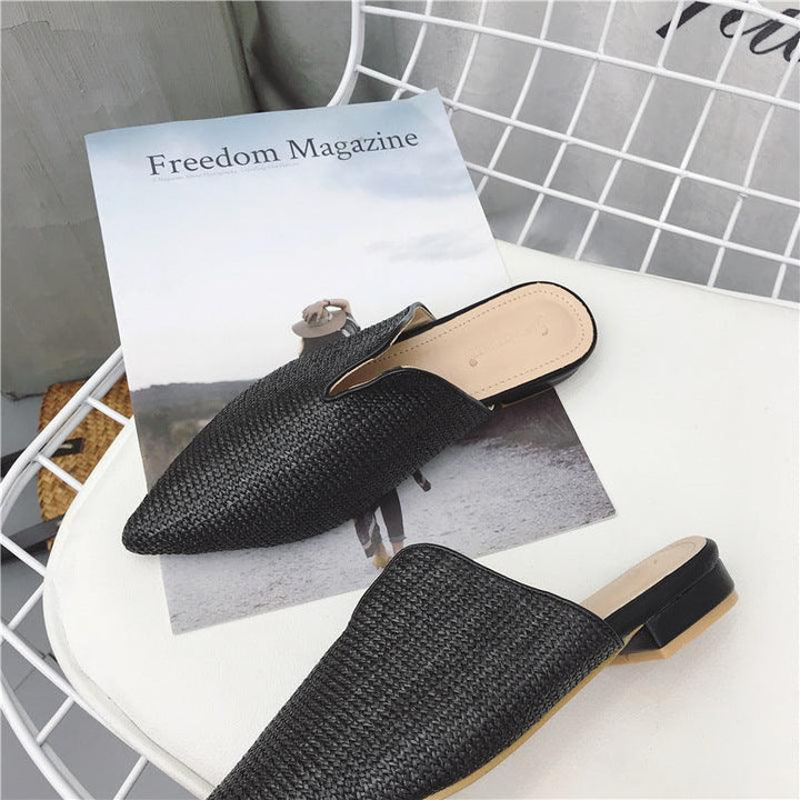 Summer New Style Baotou Fashion Casual Foreign Trade Shoes Large Size Flat Female Half Slippers - Trendha