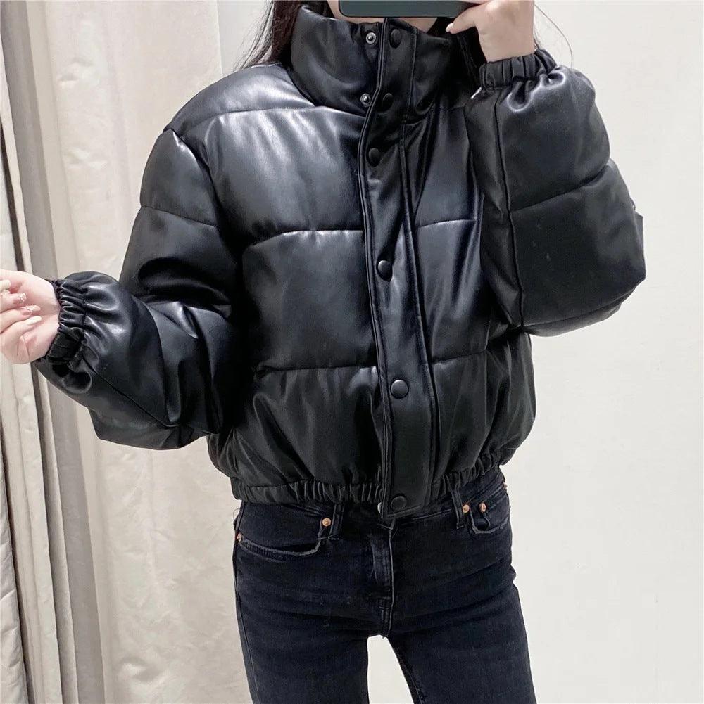 Faux leather cotton jacket - Trendha