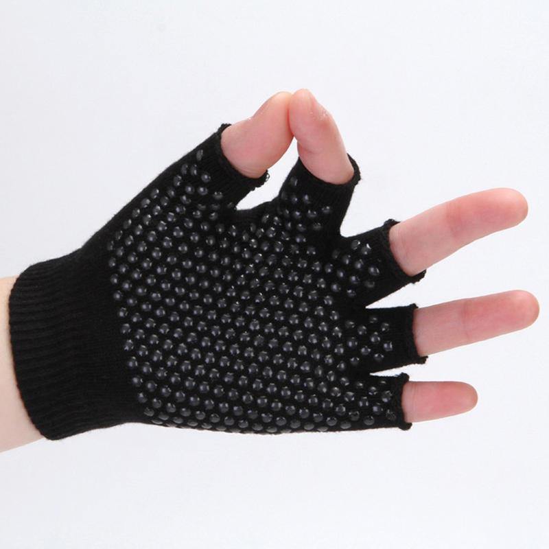 Women Non Slip Sporty Style Design Fingerless Yoga Gloves - Trendha