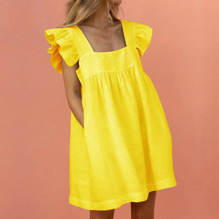 Casual loose solid color dress - Trendha