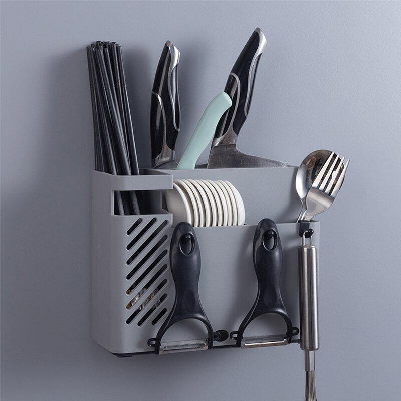 Creative Multifunction Kitchen Storage Organization Drain Chopstick Cage Wall Mounted Spoon Fork Racks Holder - Trendha
