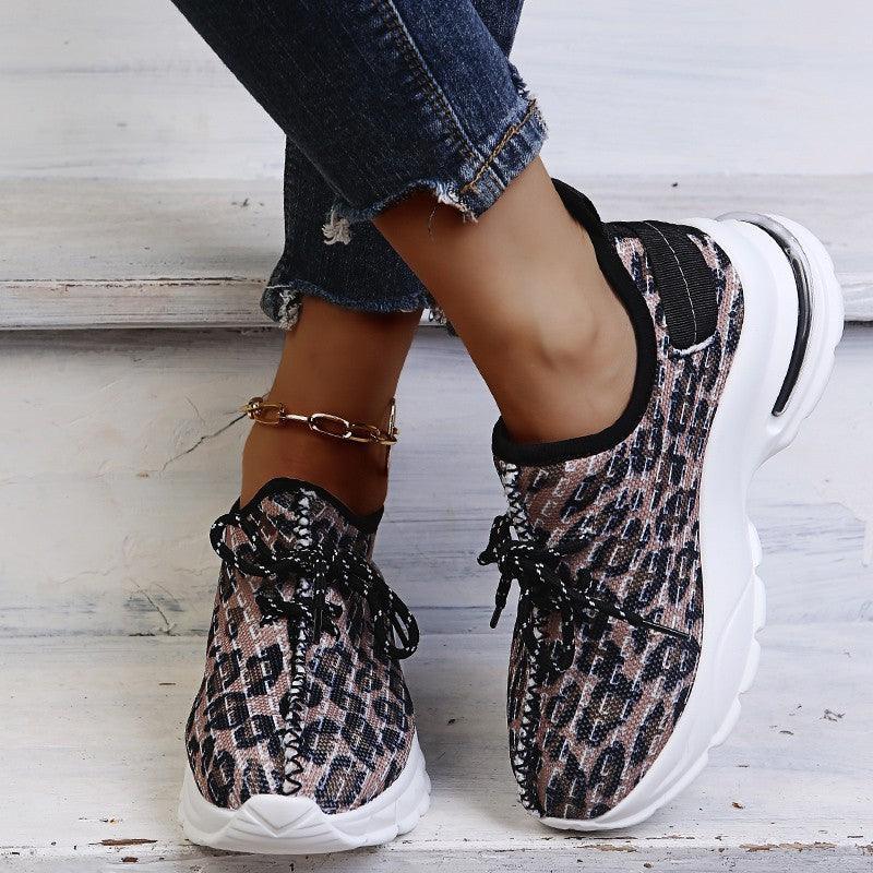 Leopard Print Women's Shoes Platform Platform Casual Sneakers