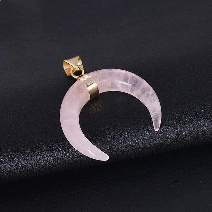 Crystal semi-precious stone moon pendant necklace - Trendha
