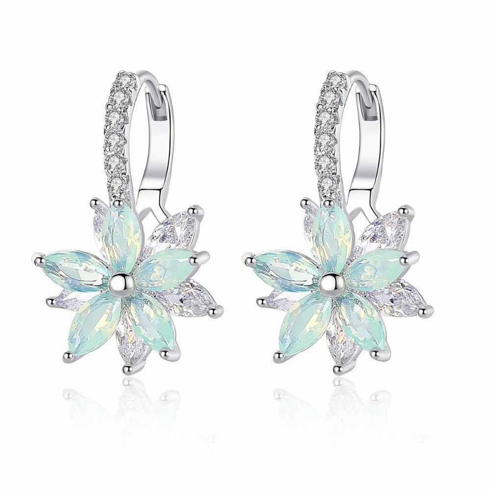 Fashion earrings snowflake zircon earrings horse-eye multicolor earrings - Trendha