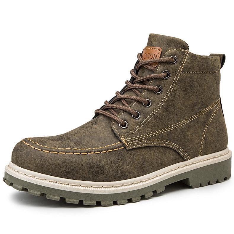 Medium Leather Boots Men's Short Boots Versatile Military Boots - Trendha
