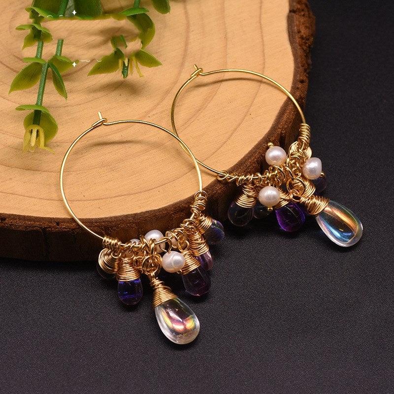 Pearl Czech crystal earrings - Trendha