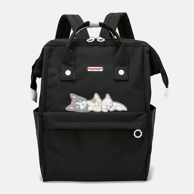 Women Oxford Waterproof Anti-theft Cute Cat Pattern Casual Backpack - Trendha