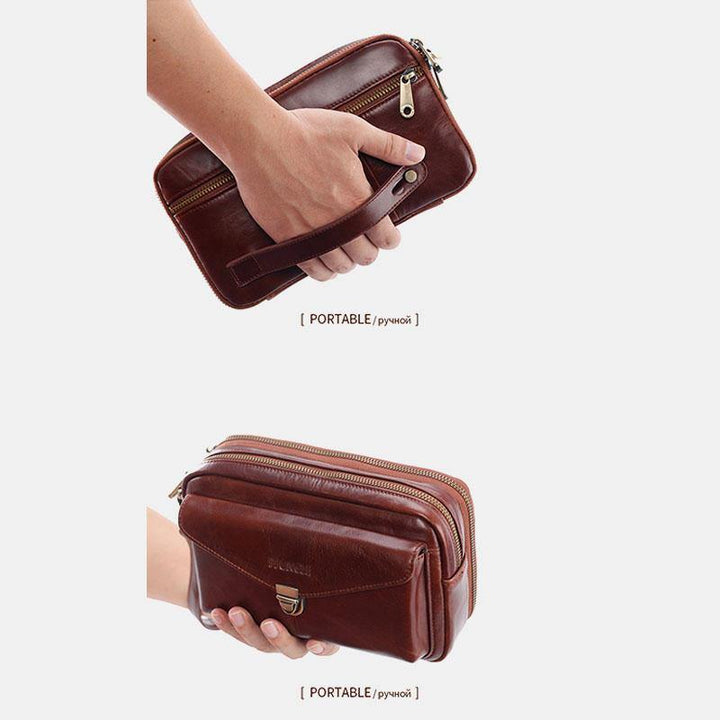 Men Genuine Leather Large Capacity Clutches Bags Phone Bag Card Holder - Trendha