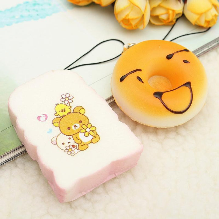 18PCS Random Soft Squishy Panda Cake Phone Charm Strap - Trendha