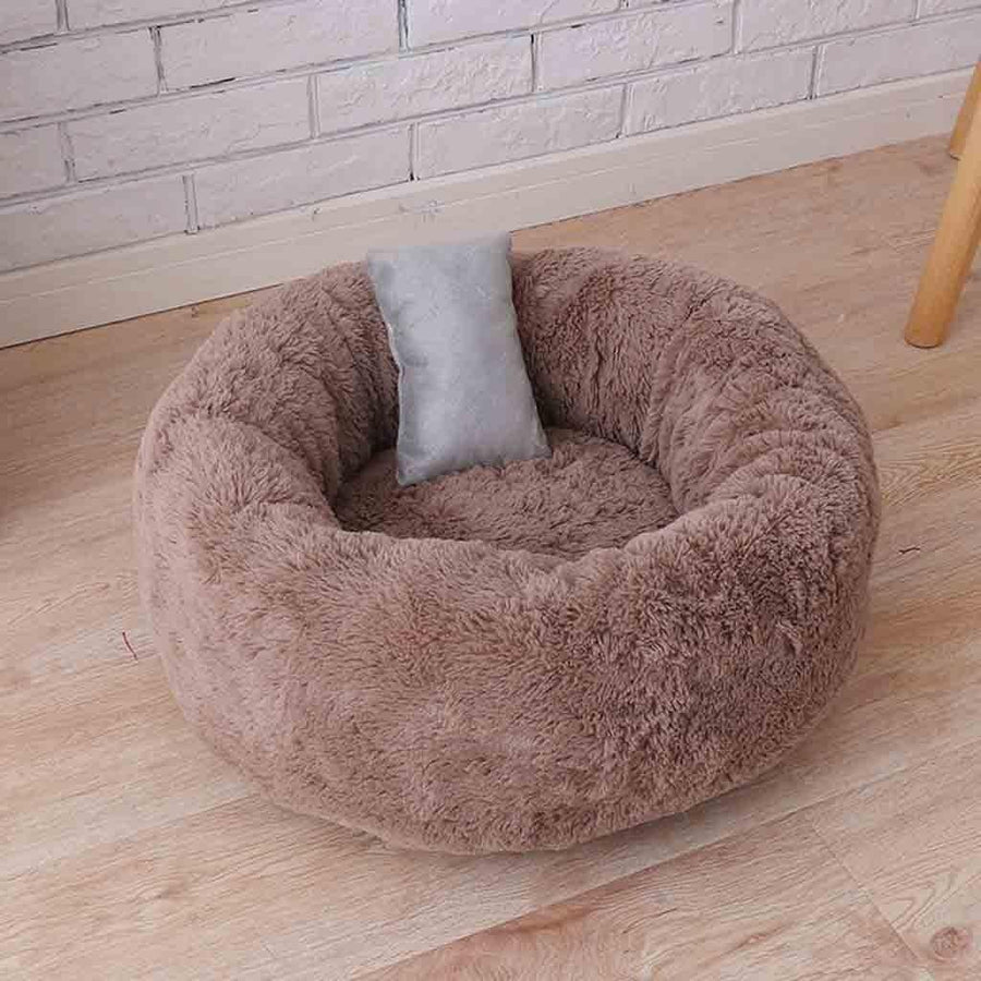 Dog Round Cat Winter Warm Sleeping Bag Long Plush Soft Pet Bed Calming Bed - Trendha