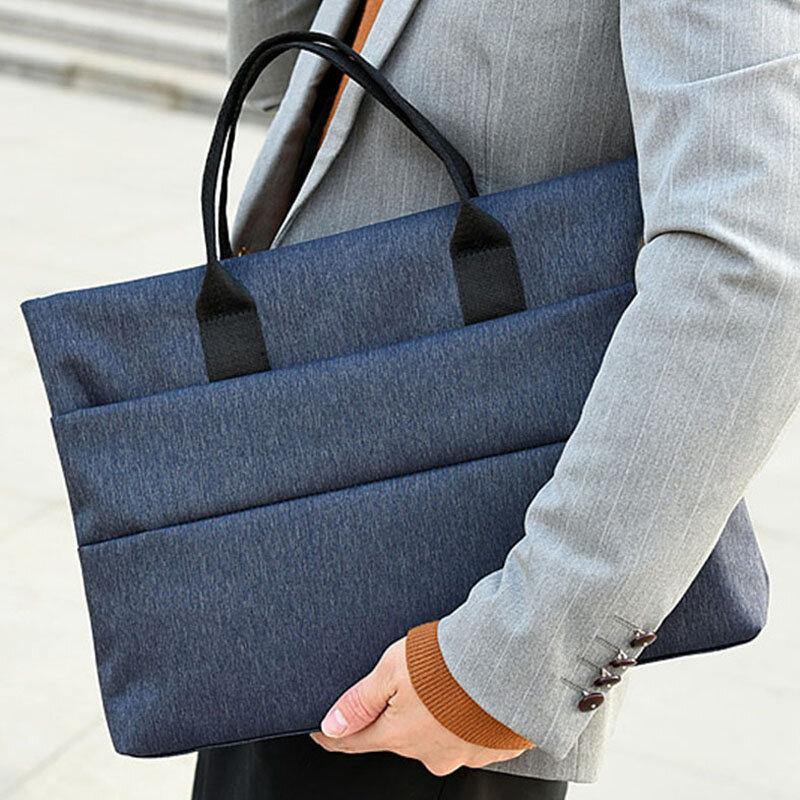 Men Canvas Multi-layer Casual Business Outdoor Portable 13.3 Inch Laptop Bag Handbag - Trendha