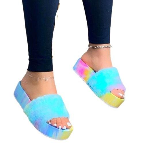 Gradient Plush Slippers Women Korean Style All-match Suede Women's Casual Cotton Slippers - Trendha