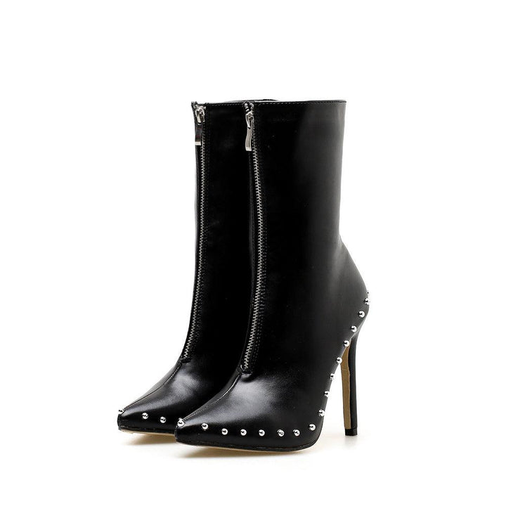 Studded zipper boots - Trendha