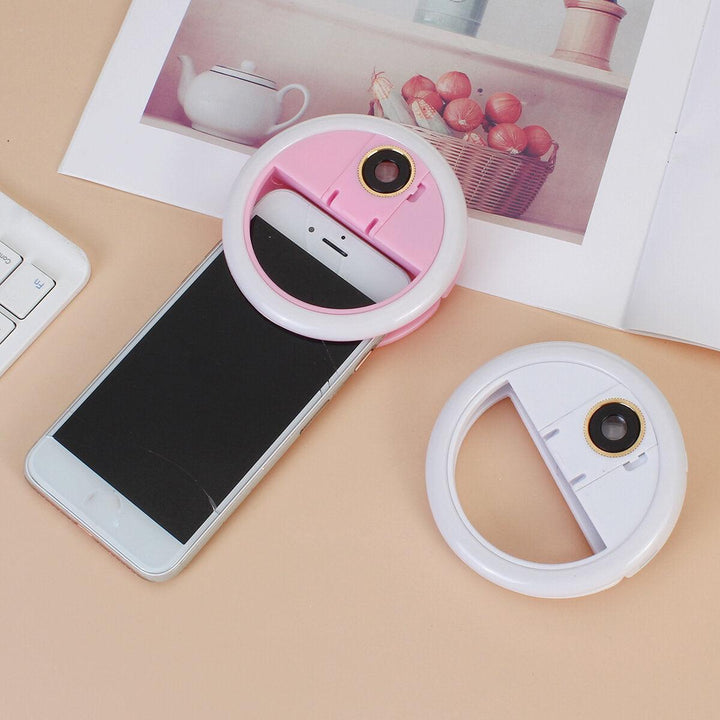 Bakeey Selfie 36 LED Fill Lamp Ring Light Universal Clip 3 levels Brightness Micro 0.63 x HD Wide-angle Lens - Trendha