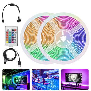 2x5M 2835 SMD Non-waterproof RGB LED Strip Light 24Keys Remote Control KTV Hotel Bar Home TV Back Lighting - Trendha