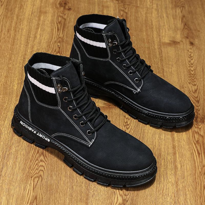 Men's Trendy Boots Korean Casual Shoes Men's Tooling Boots - Trendha