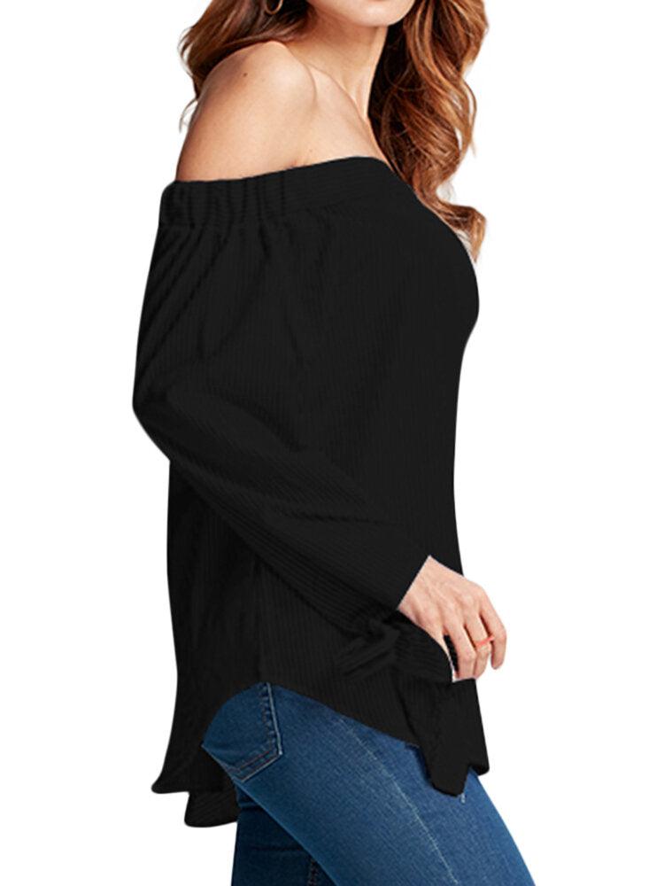 Off Shoulder Long Sleeve Casual Summer Blouse For Women - Trendha