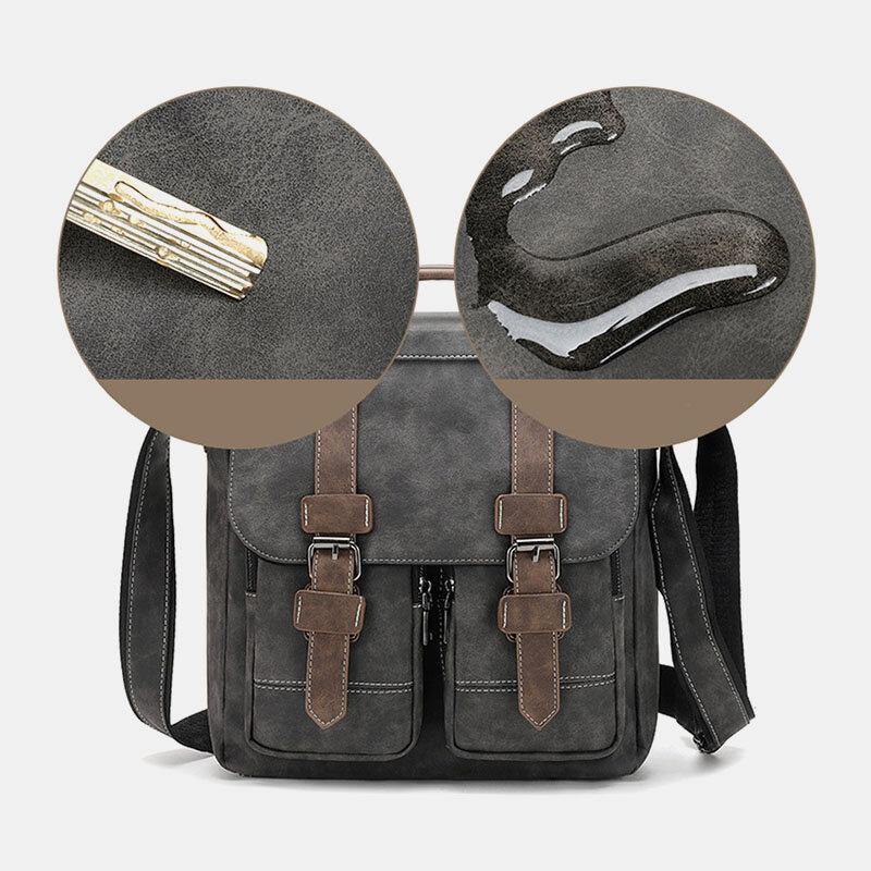 Men Faux Leather Retro Multi-pocket Multifunction Crossbody Bag Shoulder Bag Travel Bag - Trendha