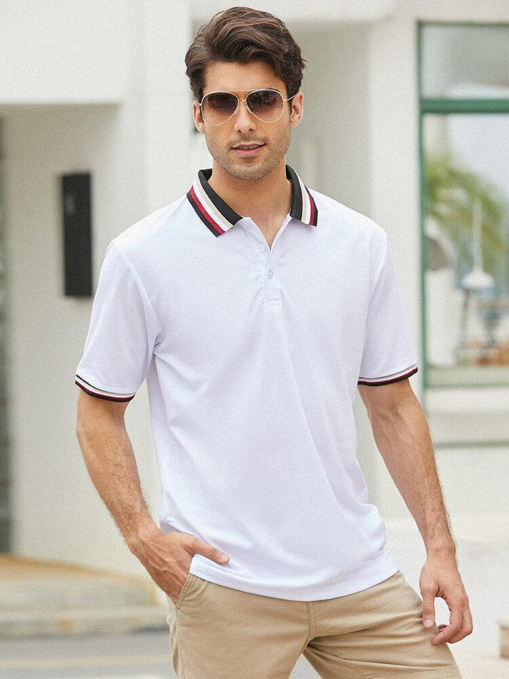 Mens Casual Solid Color Button Closure Business Golf Shirts - Trendha