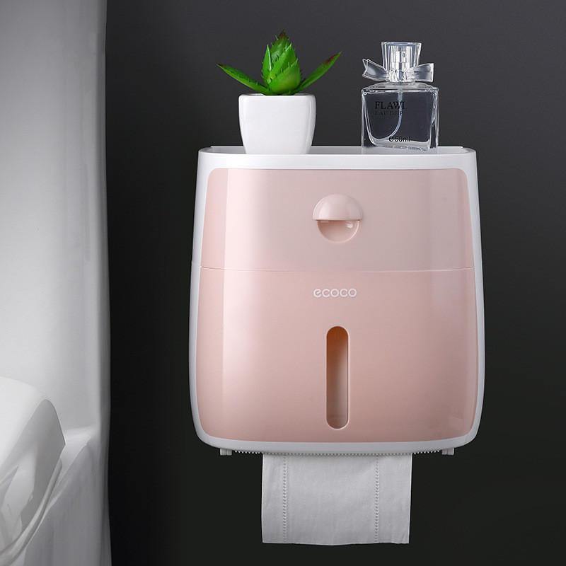 Double Layer Waterproof Wall Mount Toilet Paper Holder Shelf Toilet Paper Tray Roll Paper Tube Storage Box Tray Tissue Box - Trendha