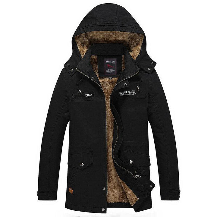 Mens Outdoor 100% Cotton Pockets Jacket Thickened Warm Mid Long Casual Coats - Trendha