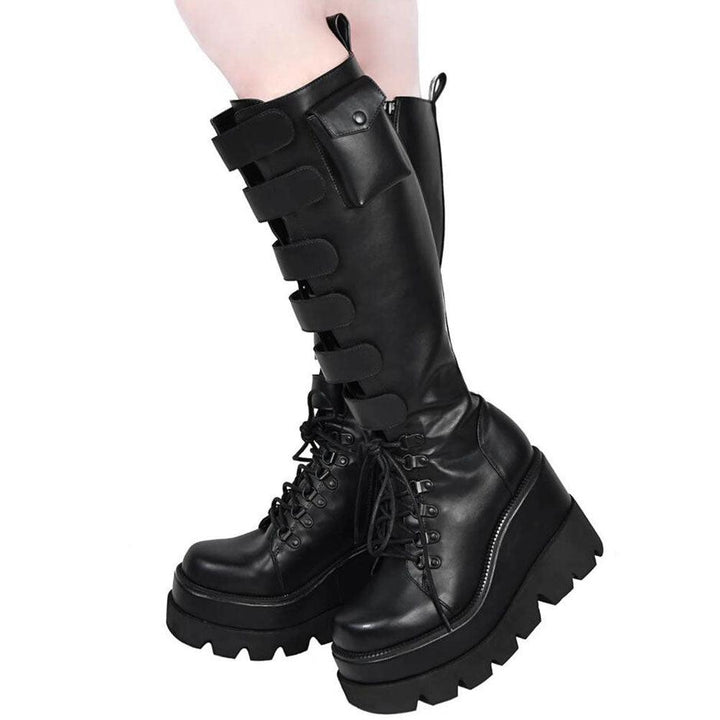 Colorful Slope Heel Side Zipper Boots Children's Plus Size Women's Shoes - Trendha