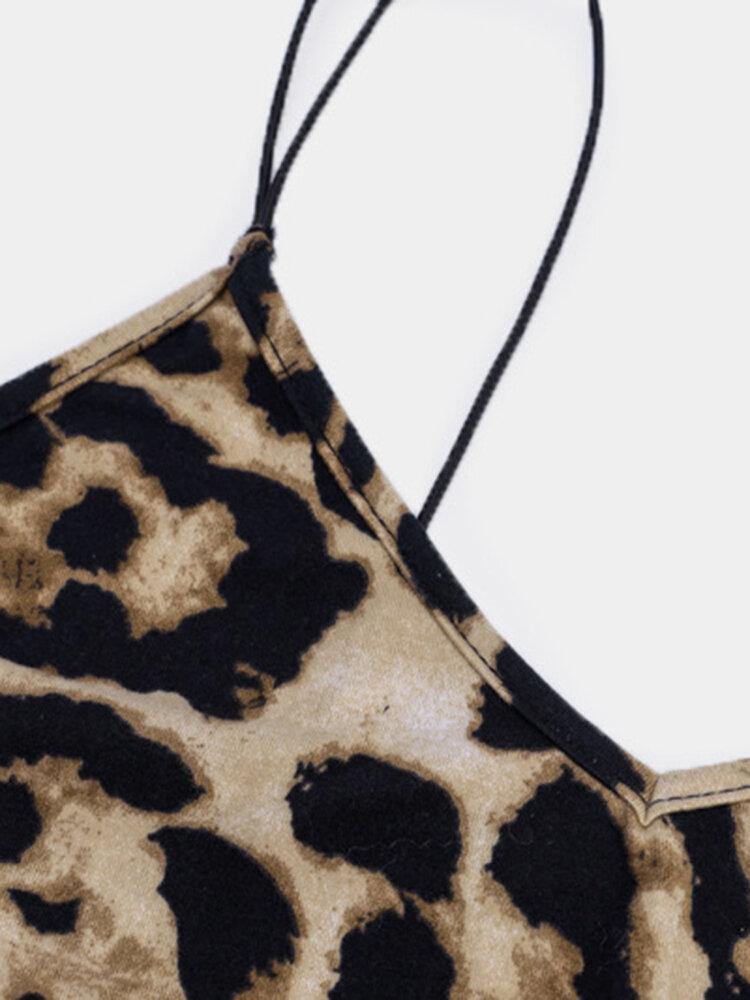 Leopard Snake Print Straps Sleeveless Casual Bodycon Dress - Trendha