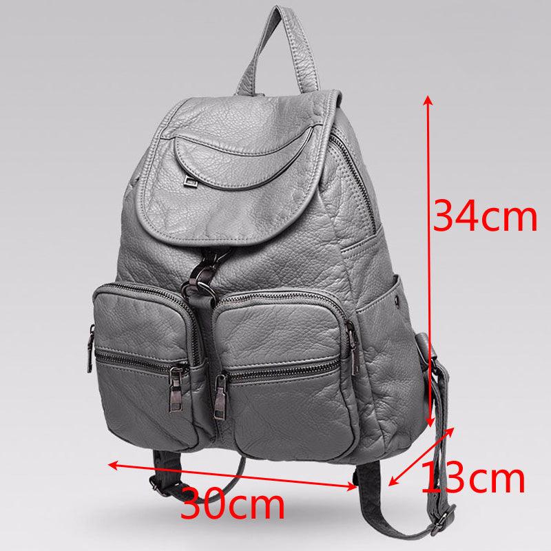 Leisure Travel Bag Fashion All-match Soft Leather Backpack - Trendha