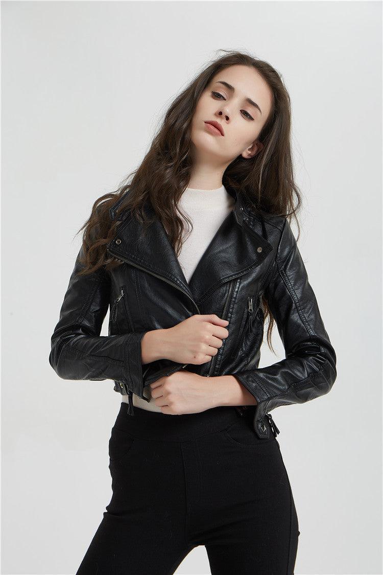 Women’s Black Short PU Rivet Jacket