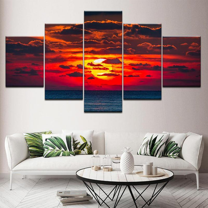 5PCS Wall Paintings Home Bedroom Decor HD Art Sunset Spray Painting Canvas - Trendha