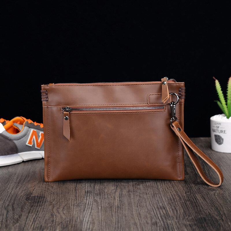 Men PU Leather Vintage Brown Anti-Theft Clutch Bags Wallet - Trendha