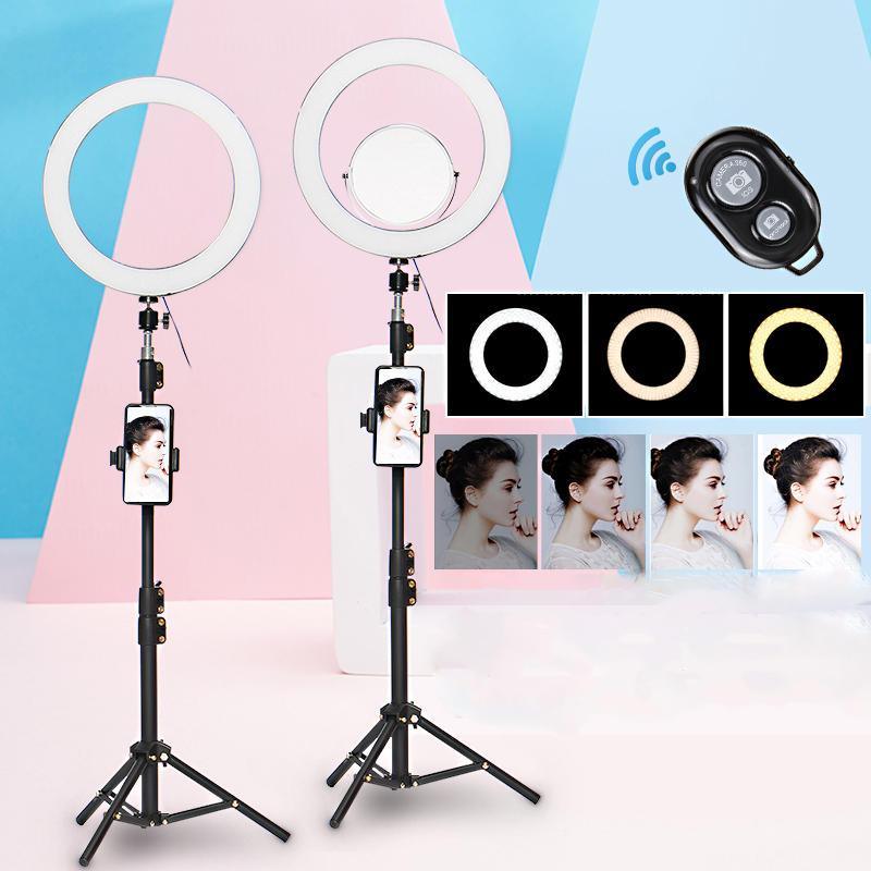 12.60" Live Stream Makeup Selfie LED Ring Light With Tripod Stand Bluetooth Remote Control Cell Phone Holder - Trendha