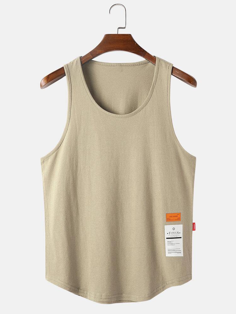 Mens Solid Color Cotton Breathable Loose Casual Tank Tops - Trendha